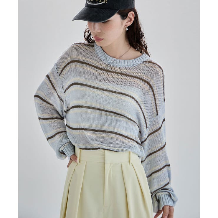etoll エトル ボーダーメッシュニットプルオーバー | Fashion Letter | 詳細画像7 