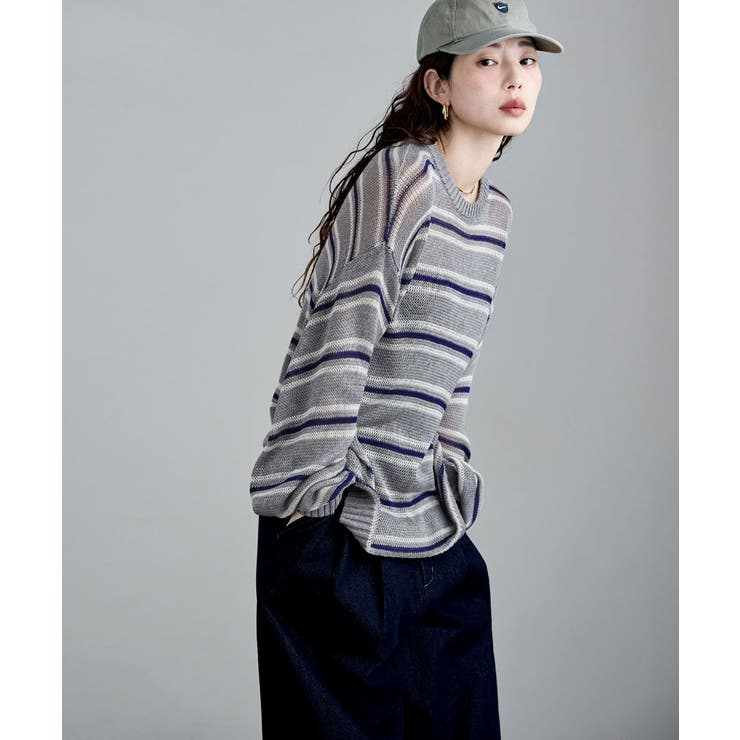 etoll エトル ボーダーメッシュニットプルオーバー | Fashion Letter | 詳細画像9 
