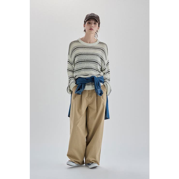 etoll エトル ボーダーメッシュニットプルオーバー | Fashion Letter | 詳細画像14 