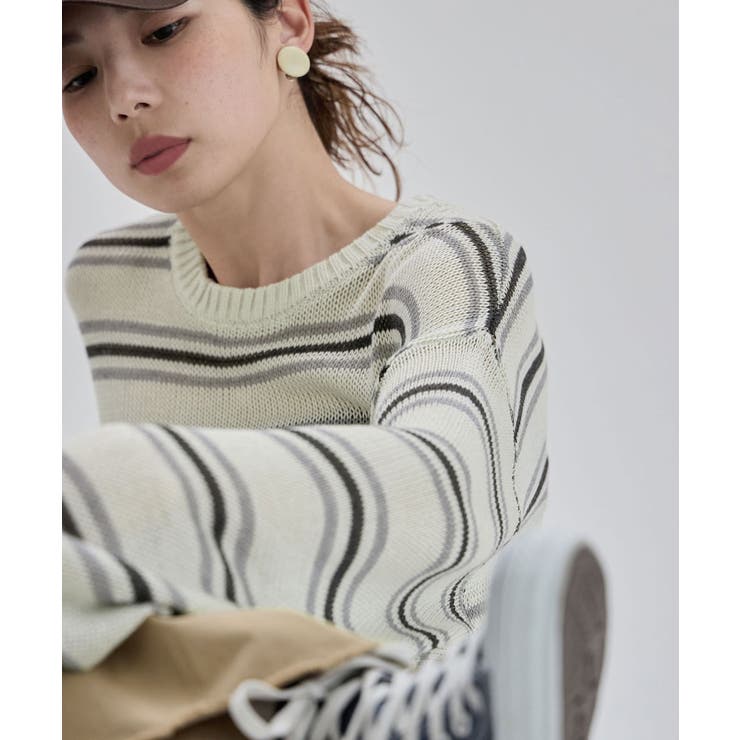 etoll エトル ボーダーメッシュニットプルオーバー | Fashion Letter | 詳細画像16 