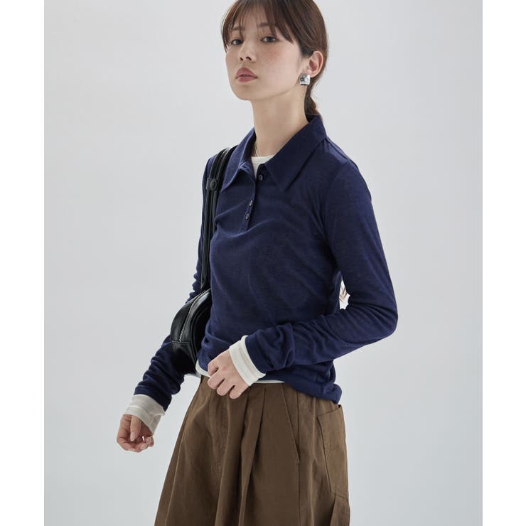 ネイビー | etoll エトル シアーフライスポロシャツ | Fashion Letter