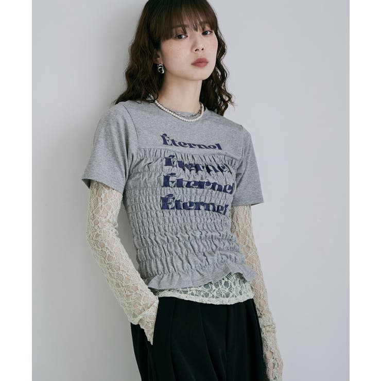 杢グレー | etoll エトル シャーリングコンパクトロゴTシャツ | Fashion Letter
