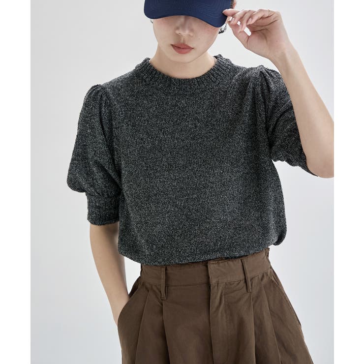 ブラック | etoll エトル ブークレミックスサマーニット | Fashion Letter