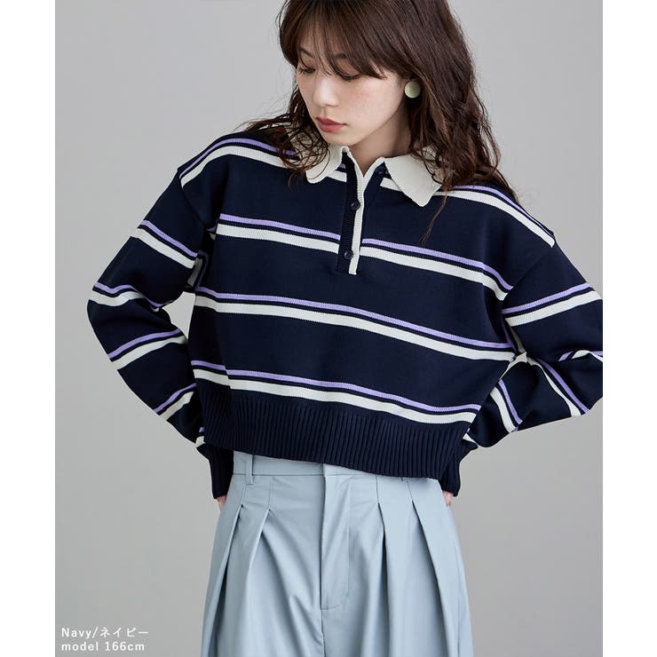 etoll エトル マルチボーダーショートポロニット | Fashion Letter | 詳細画像2 