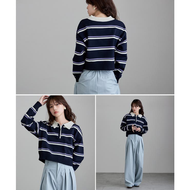etoll エトル マルチボーダーショートポロニット | Fashion Letter | 詳細画像4 
