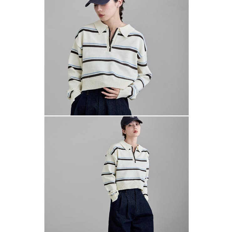etoll エトル マルチボーダーショートポロニット | Fashion Letter | 詳細画像12 