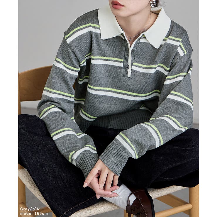 etoll エトル マルチボーダーショートポロニット | Fashion Letter | 詳細画像14 