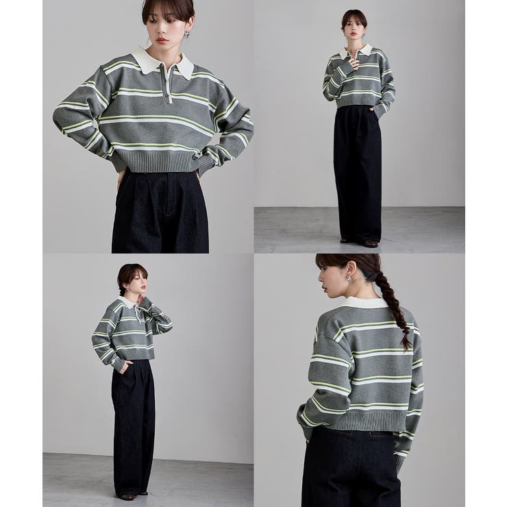 etoll エトル マルチボーダーショートポロニット | Fashion Letter | 詳細画像16 