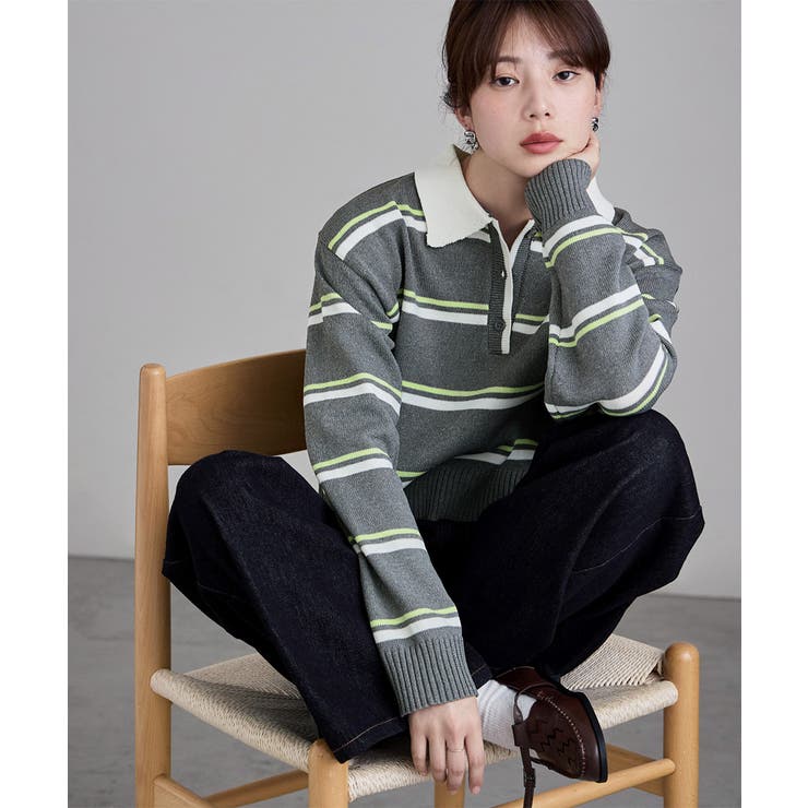 etoll エトル マルチボーダーショートポロニット | Fashion Letter | 詳細画像18 