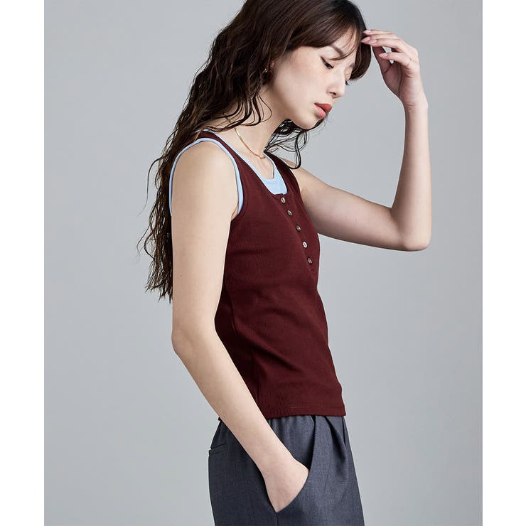 etoll エトル レイヤード風配色カップインタンクトップ | Fashion Letter | 詳細画像9 