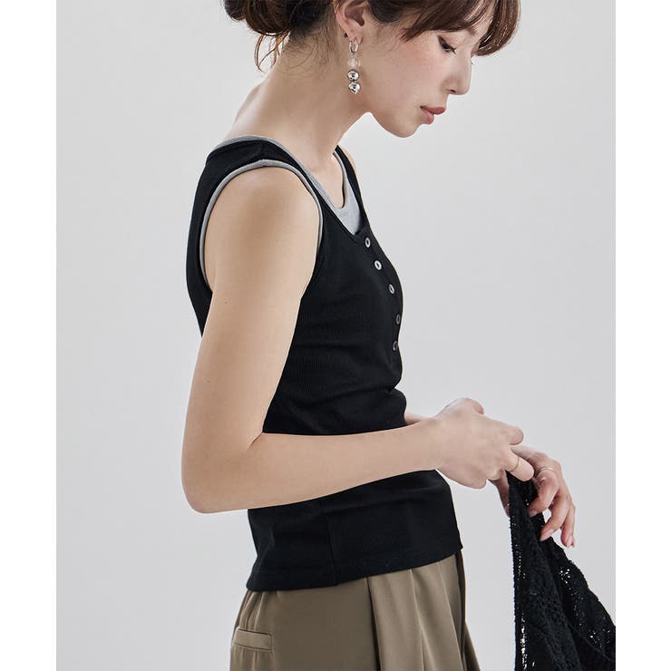 etoll エトル レイヤード風配色カップインタンクトップ | Fashion Letter | 詳細画像16 