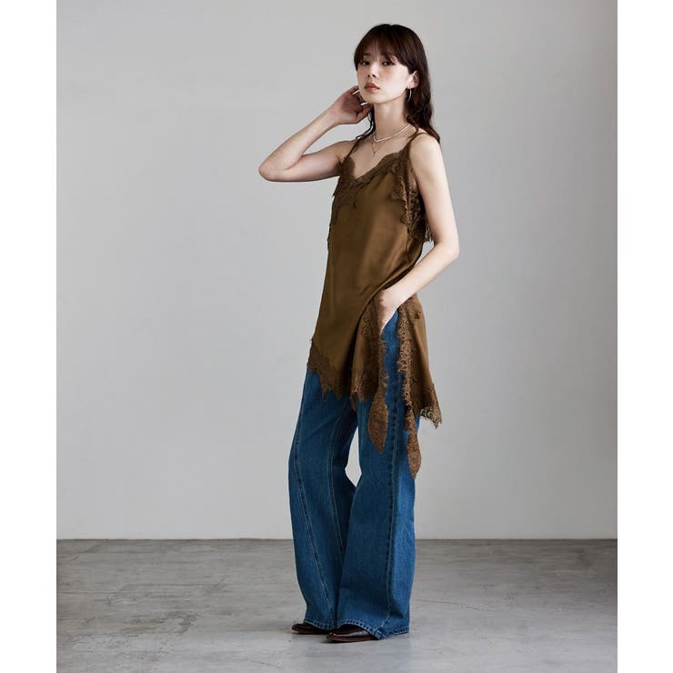 etoll エトル ランジェリー風サテンアシンメトリーキャミソール | Fashion Letter | 詳細画像15 