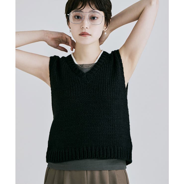 etoll エトル ロービングヤーンVネックショートニットベスト | Fashion Letter | 詳細画像5 