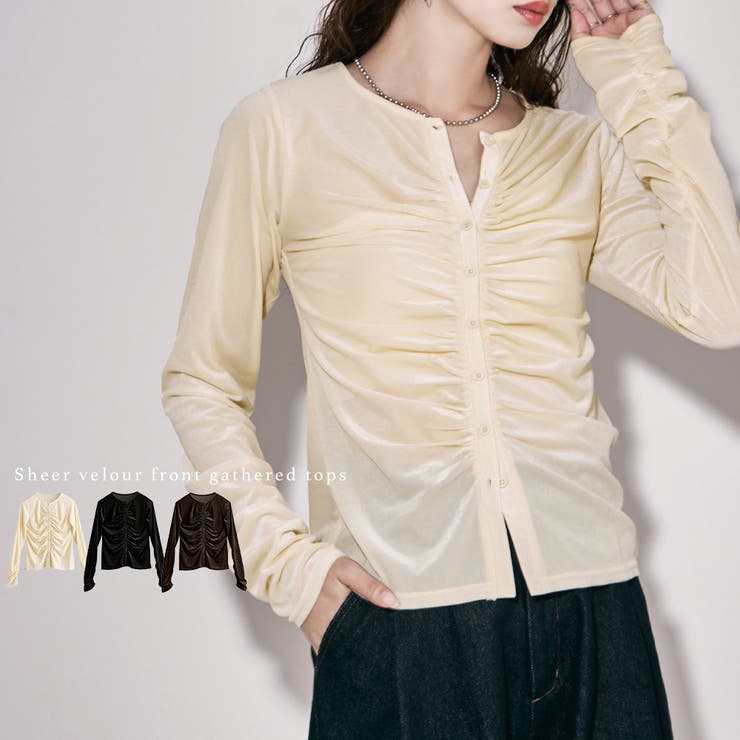 etoll エトル シアーベロアフロントギャザートップス[品番：FT000011542]｜Fashion Letter（ファッションレター ...