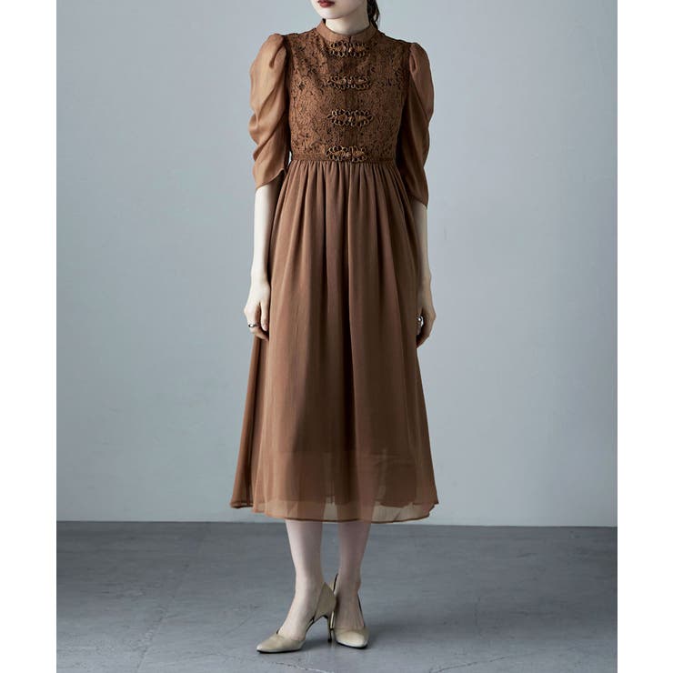 etoll エトル チャイナモチーフフレアドレス[品番：FT000008645