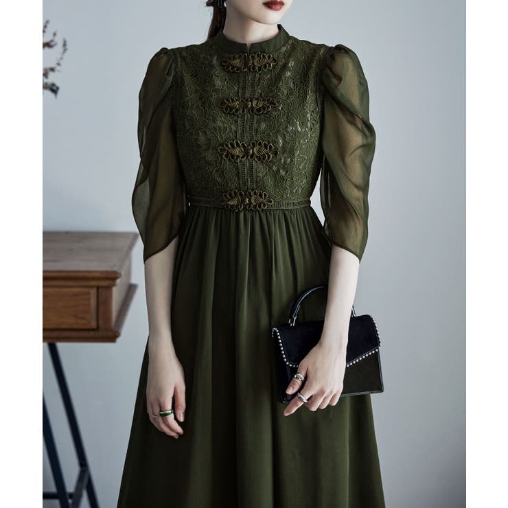 etoll エトル チャイナモチーフフレアドレス[品番：FT000008645