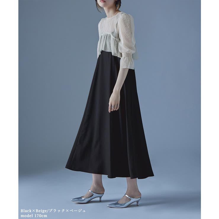 etoll エトル ドットチュールボレロ&Aラインボリュームドレス[品番