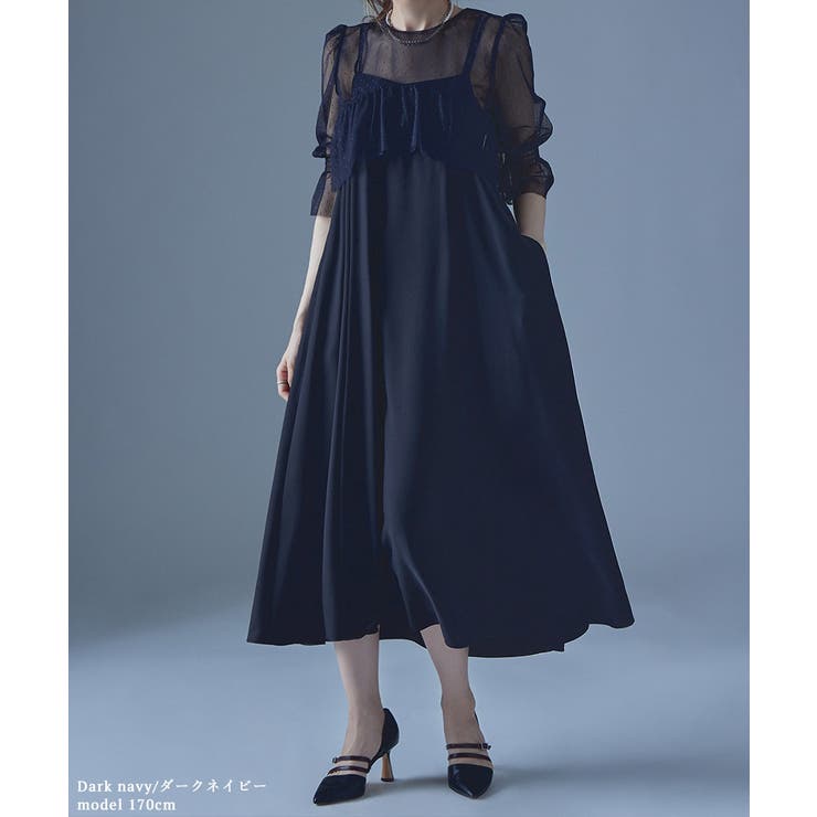 etoll エトル ドットチュールボレロ&Aラインボリュームドレス