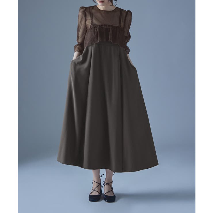 etoll エトル ドットチュールボレロ&Aラインボリュームドレス[品番