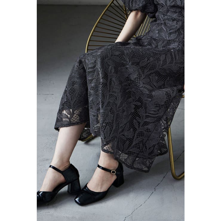 etoll エトル パフオフショルダーレースドレス[品番：FT000009575