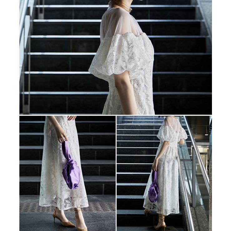 etoll エトル パフオフショルダーレースドレス | Fashion Letter | 詳細画像8 