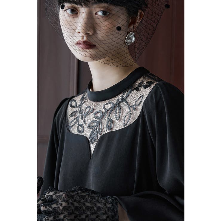 etoll エトル エンブロイダリーネックAラインドレス[品番