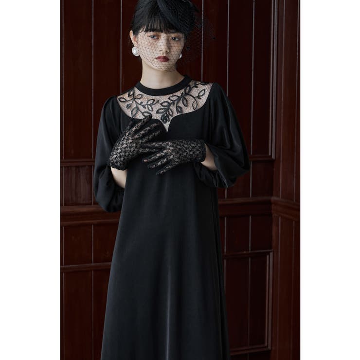 etoll. エンブロイダリーネックAラインドレス ワンピース 黒 マタニティ etoll. エンブロイダリーネックAラインドレス ワンピース 黒