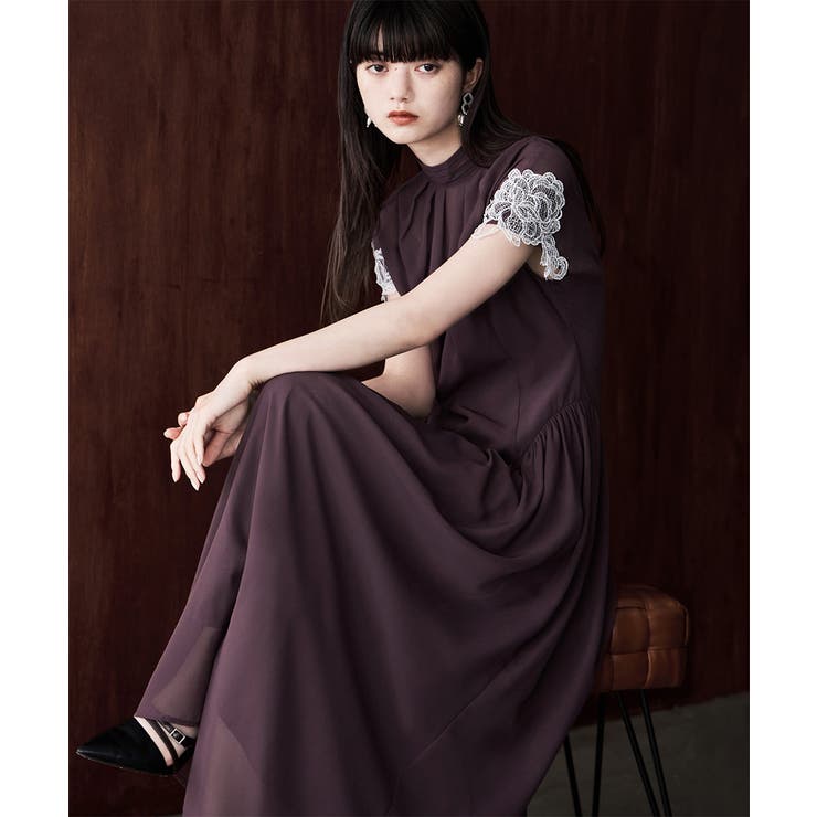 etoll エトル ドロップウエストスリーブレースドレス | Fashion Letter | 詳細画像16 