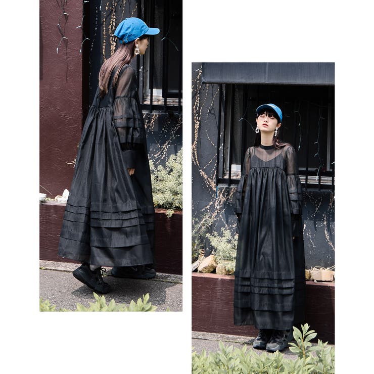 スーツ・フォーマル・ドレス etoll. Baby core sheer volume dress エトル etoll. ベビーコアシアーボリュームドレス （ブルー