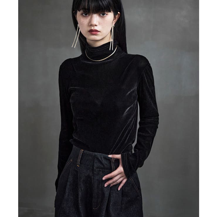 ブラック | etoll エトル マイクロシアーベロアトップス | Fashion Letter