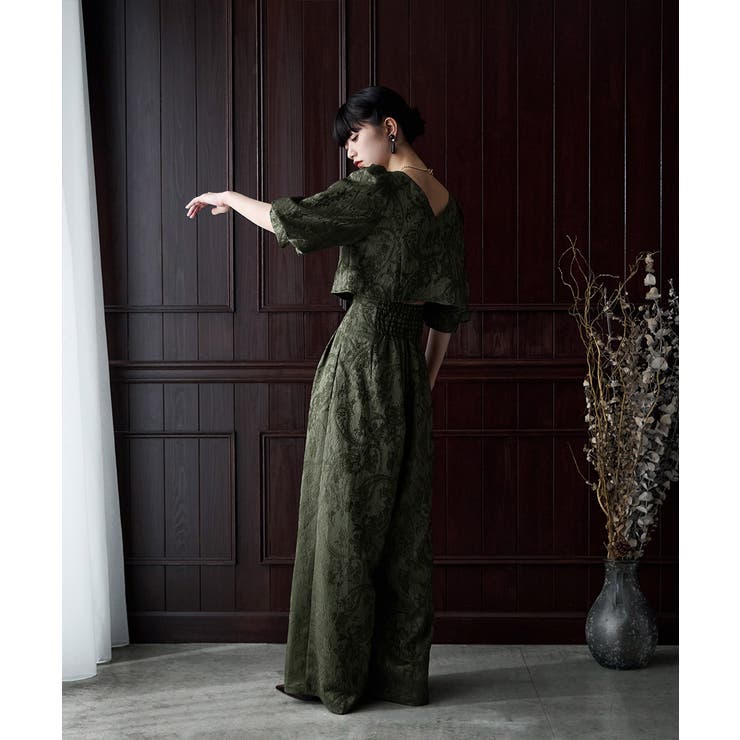 etoll エトル ジャガードクロップブラウス＆タックワイドパンツセットアップ | Fashion Letter | 詳細画像9 