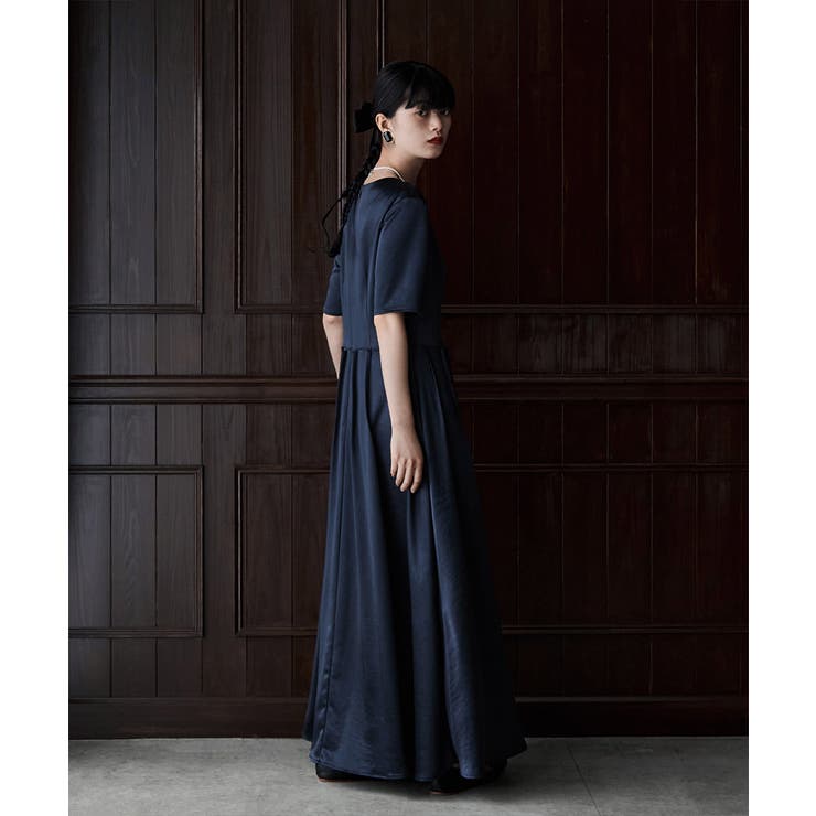 etoll エトル サテンウエストタックドレス[品番：FT000010789