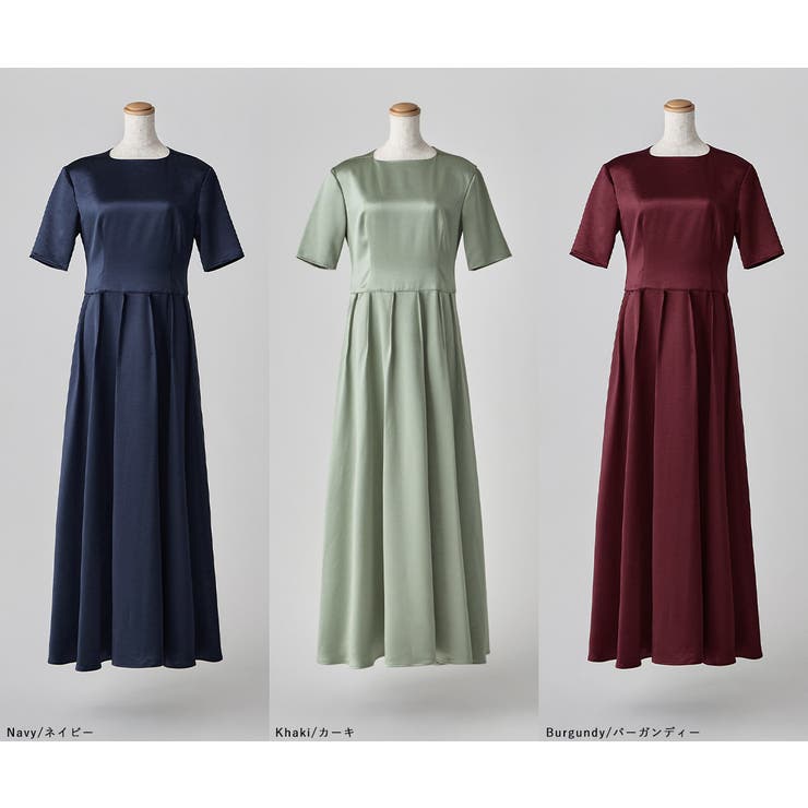 etoll エトル サテンウエストタックドレス[品番：FT000010789