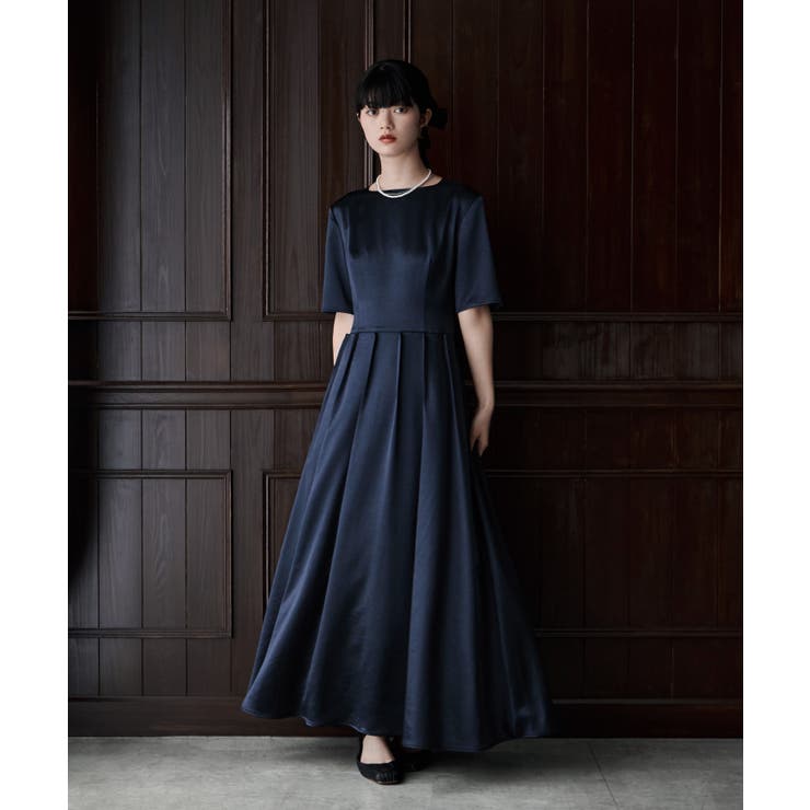 etoll エトル サテンウエストタックドレス[品番：FT000010789