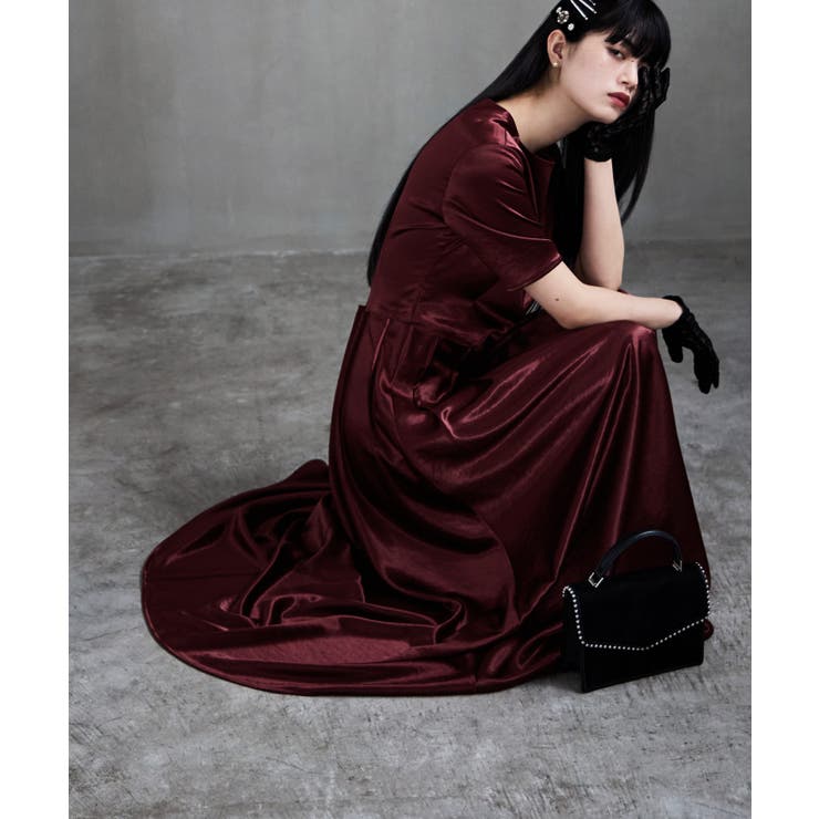 etoll エトル サテンウエストタックドレス[品番：FT000010789