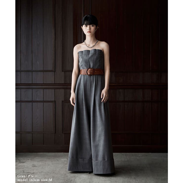 etoll エトル チェック柄ベアトップパンツドレス | Fashion Letter | 詳細画像2 