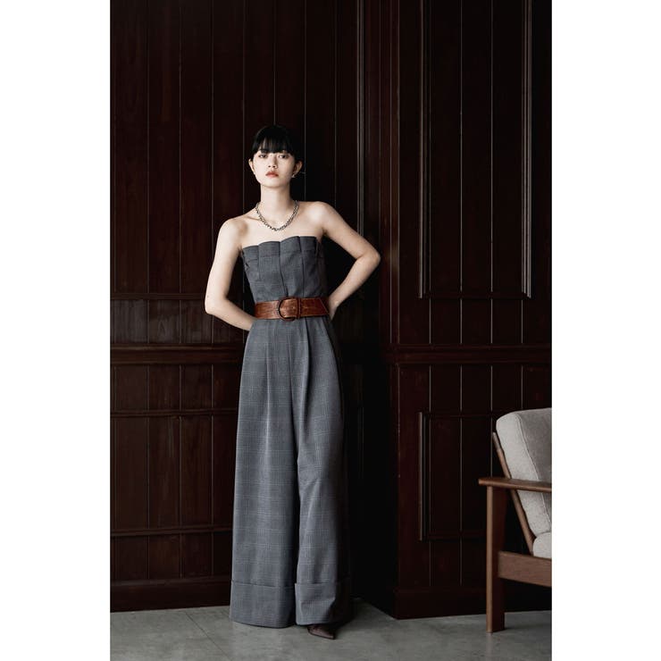 etoll エトル チェック柄ベアトップパンツドレス | Fashion Letter | 詳細画像5 