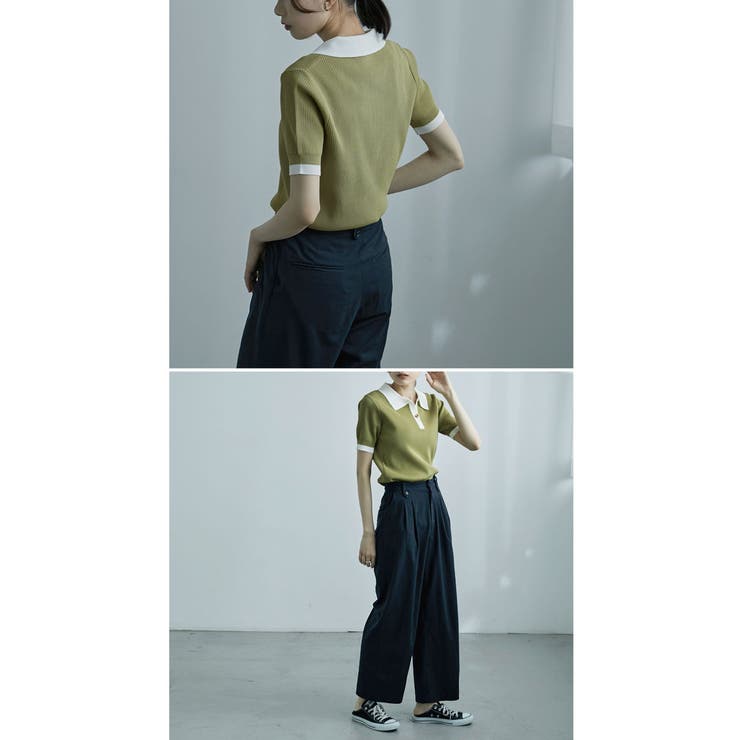 etoll エトル バイカラーリブニットポロ | Fashion Letter | 詳細画像3 