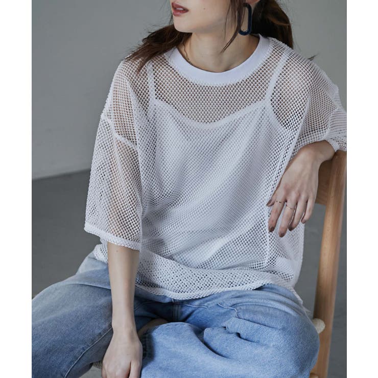 抜け感抜群のメッシュトップス インナーキャミソール付き トップス 品番 Ft Fashion Letter ファッションレター の レディースファッション通販 Shoplist ショップリスト