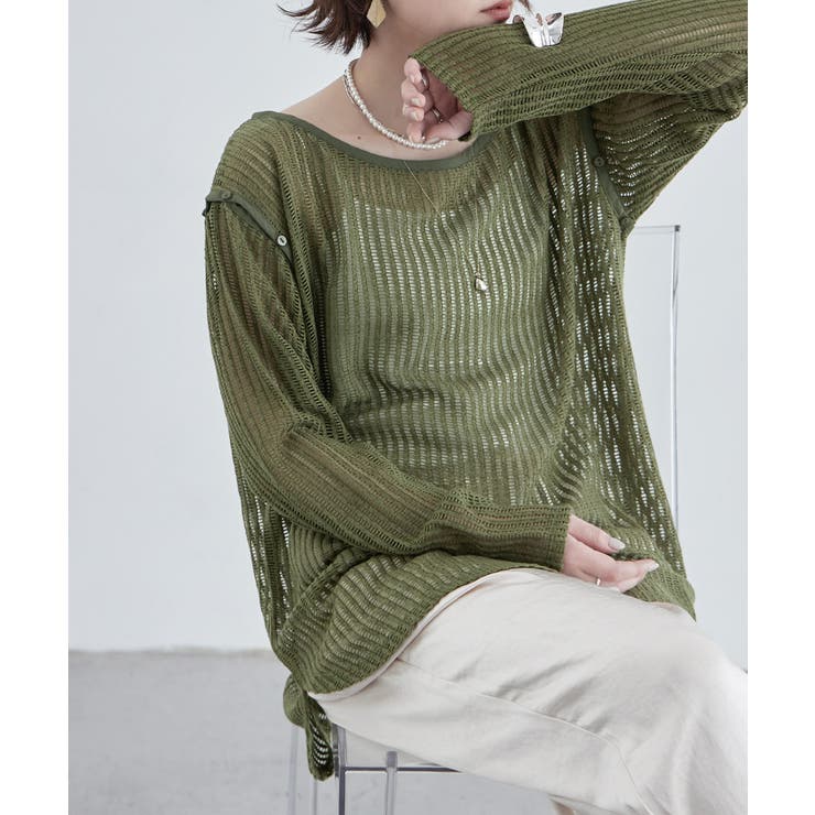 etoll エトル 2wayスリーブメッシュプルオーバー | Fashion Letter | 詳細画像13 