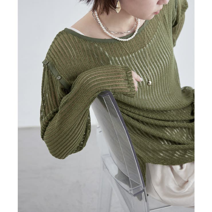 etoll エトル 2wayスリーブメッシュプルオーバー | Fashion Letter | 詳細画像17 