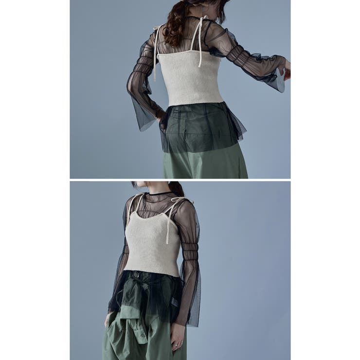 etoll エトル ショルダーリボンリブニットキャミソール | Fashion Letter | 詳細画像6 