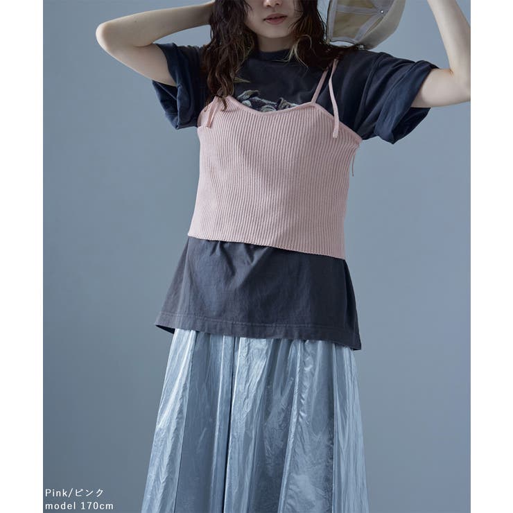 etoll エトル ショルダーリボンリブニットキャミソール | Fashion Letter | 詳細画像8 