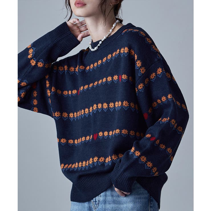 etoll エトル レトロ花柄ジャガードニット[品番：FT000009846]｜Fashion  Letter（ファッションレター）のレディースファッション通販｜SHOPLIST（ショップリスト）