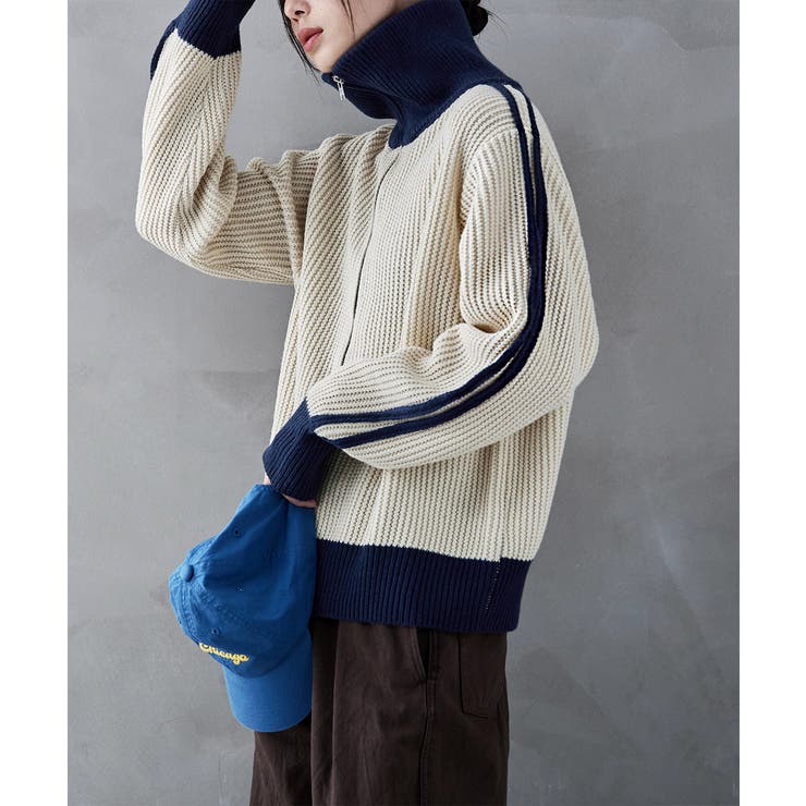 etoll エトル サイドラインローゲージニットトラックジャケット[品番