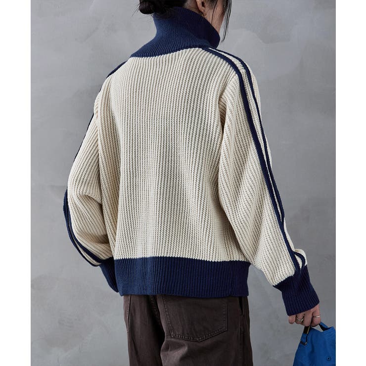 etoll エトル サイドラインローゲージニットトラックジャケット[品番