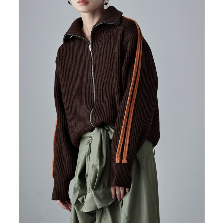 etoll エトル サイドラインローゲージニットトラックジャケット[品番