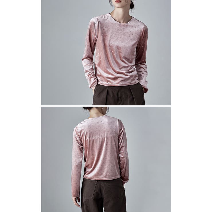 etoll エトル ラインストーンベロアトップス | Fashion Letter | 詳細画像6 