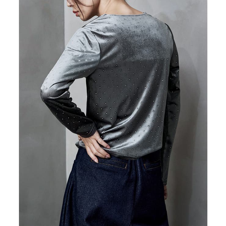 etoll エトル ラインストーンベロアトップス | Fashion Letter | 詳細画像9 