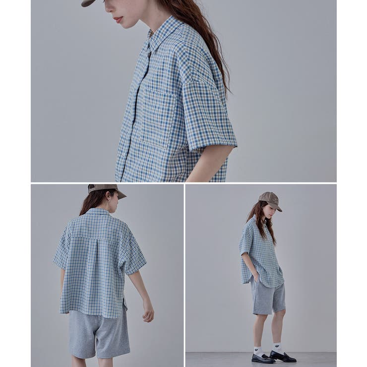 etoll エトル ハーフスリーブオーバーチェックシャツ | Fashion Letter | 詳細画像7 